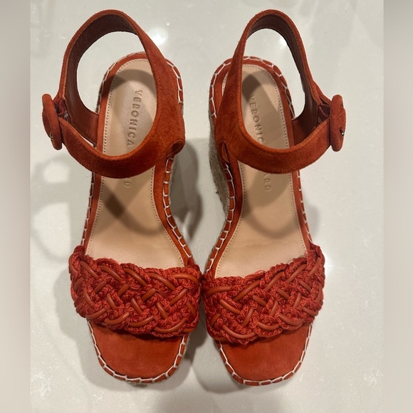Veronica Beard Reema Espadrille Platform Sandal in coral red - Picture 6 of 7